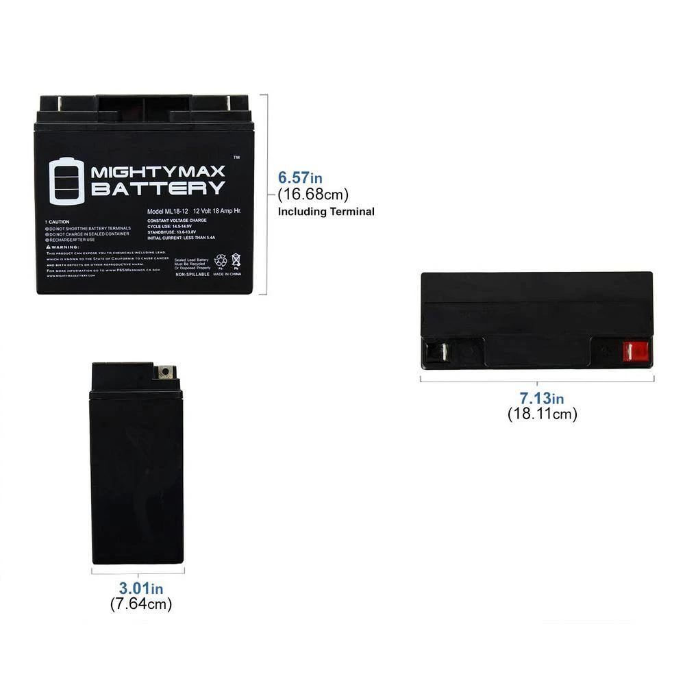 12V 18AH SLA Battery for DieHard Gold 950 Portable Jump Start by MIGHTY MAX BATTERY 2 12V 18AH SLA Battery for DieHard Gold 950 Portable Jump Start by MIGHTY MAX BATTERY - Image 2