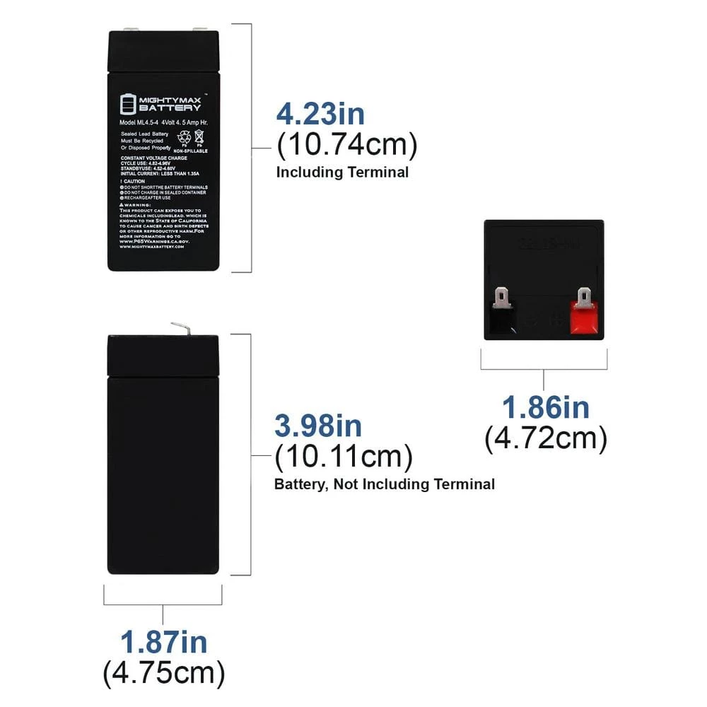 4-Volt 4.5 Ah SLA (Sealed Lead Acid) AGM Type Replacement Battery (3-Pack) by MIGHTY MAX BATTERY 4 4-Volt 4.5 Ah SLA (Sealed Lead Acid) AGM Type Replacement Battery (3-Pack) by MIGHTY MAX BATTERY - Image 4